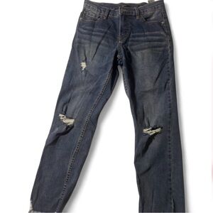 Women's Distressed Straight Leg Jeans - Blue